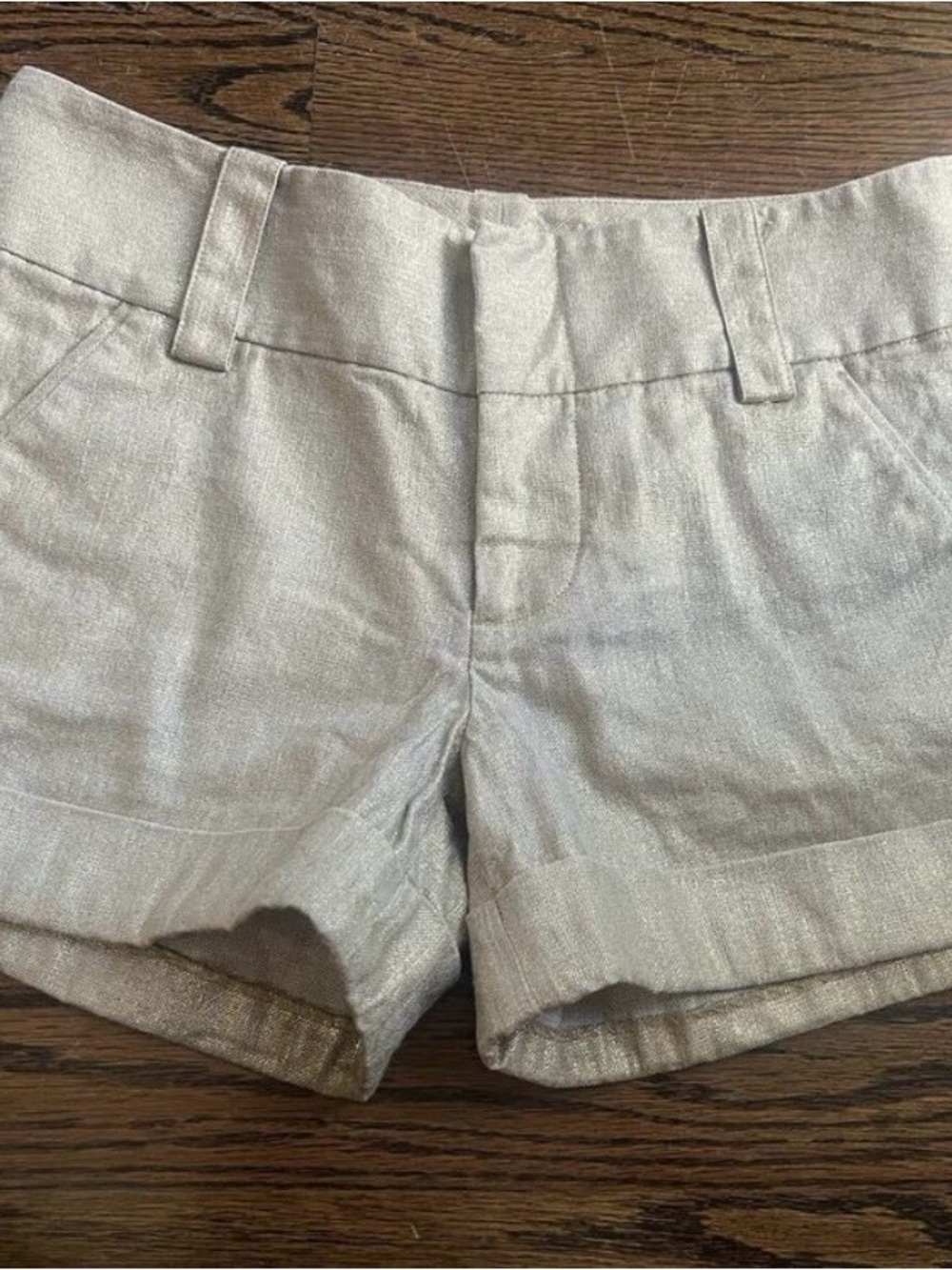 Alice + Olivia Metallic Cream Cuffed Shorts